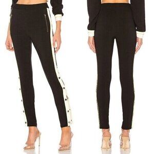 Lovers and Friends Katarina Track Pants Leg Snaps Black White Stripe